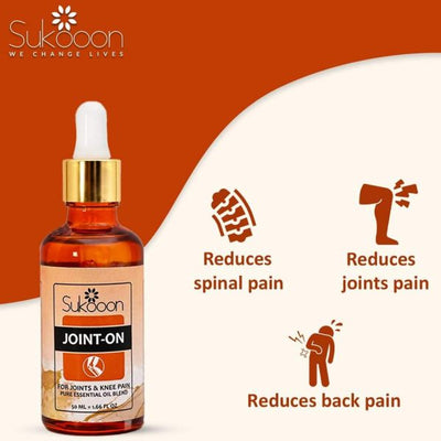 Sukoon Joint On Essential Oil Blend For Pain In Joints, Back Pain, Arthritis Pain, Knee Pain, Tennis Elbow, Strains And Sprains